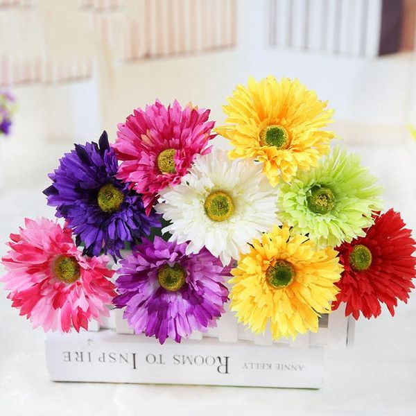 10 Branch 48cm Artificial Gerbera Flower Bouquet Home Garden Office Bedroom Decoration Fake Silk Flowers flores artificiais