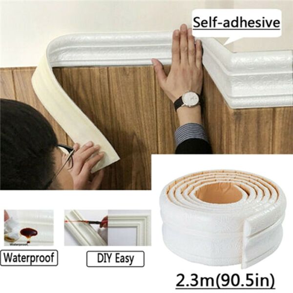 Hot Wall Trim Line Skirting Border 3D Pattern Sticker Decor Self Adhesive Waterproof Strip for Home D6