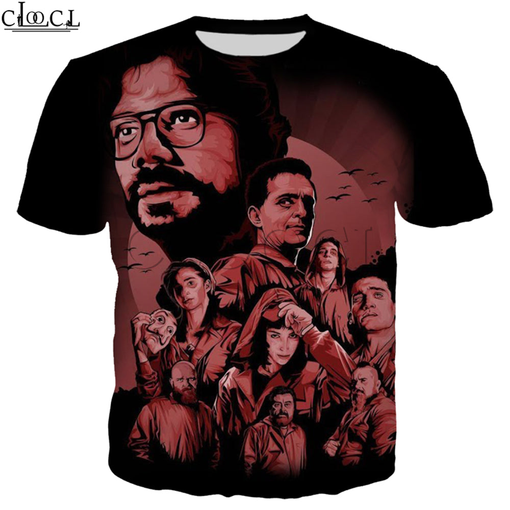 2020 New La Casa De Papel T Shirt Women Men 3D Print Short Sleeve Money Heist The Paper House Hip Hop Streetwear Tops