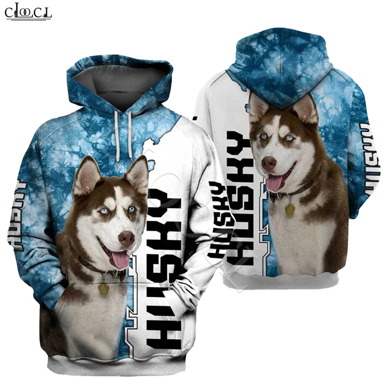 fashion animal husky dog sky hoodie men women 3d full printed cute pet dog designs casual hooded coat