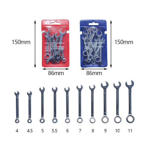 Hand Tools 10pcs-set 2 in1 Ratchet Combination Wrench Set for Bicycle Motorcycle Car Repair Ring Spanner Socket Wrenches
