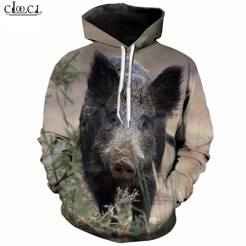 Wild Boar Hunting Printed Hoodie Men Women 3D Print Pet Pig Sweatshirt Hooded Coat Fashion Animal Swine Harajuku Pullovers