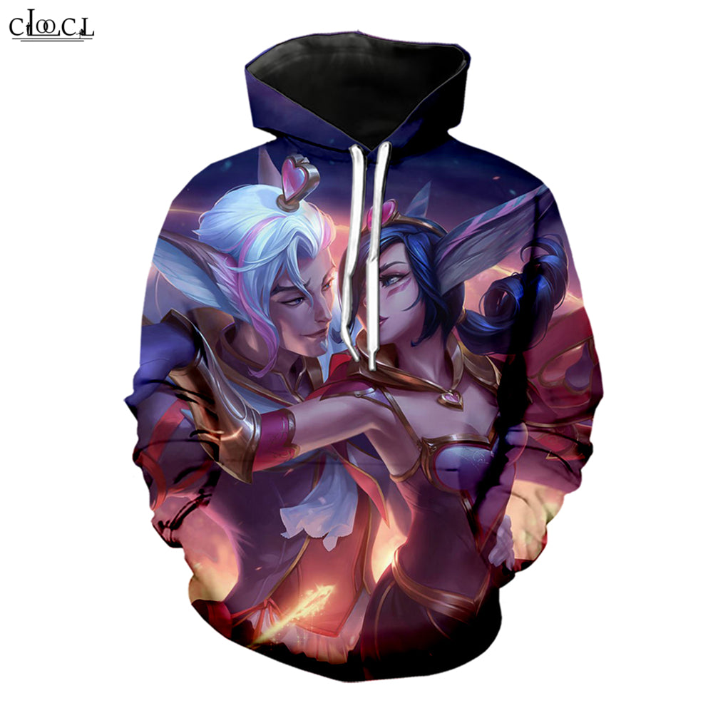 Fashion Game League of Legends Hoodie Men Women 3D Print Hero Skin Kda Akali Neon Long Sleeve Hooded Coat Harajuku Pullovers