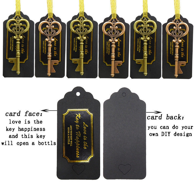 Vintage Keychain Bottle Opener Key Beer Bottle Opener Wedding pendant Gift Party Favors Bar Tool Zinc Alloy with Black Card and Sticker