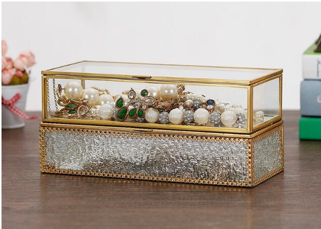 Purl diamond grain glass Storage Boxes micro landscape geometric crafts flower house European jewelry box gift