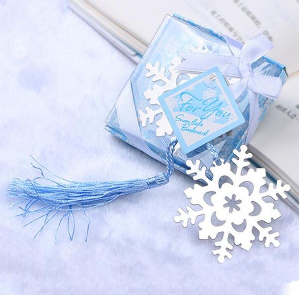 100pcs-lot Rushed Real Book Marker Snowflake Bookmarks Wedding Supplies Pendant Gifts Tassel Favors Free shipping SN4061