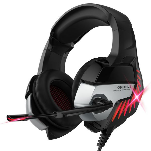 K5Pro ONIKUMA Gaming Headset with Microphone for PS4 PC Xbox One LED Light Bass Headphones for Gamers