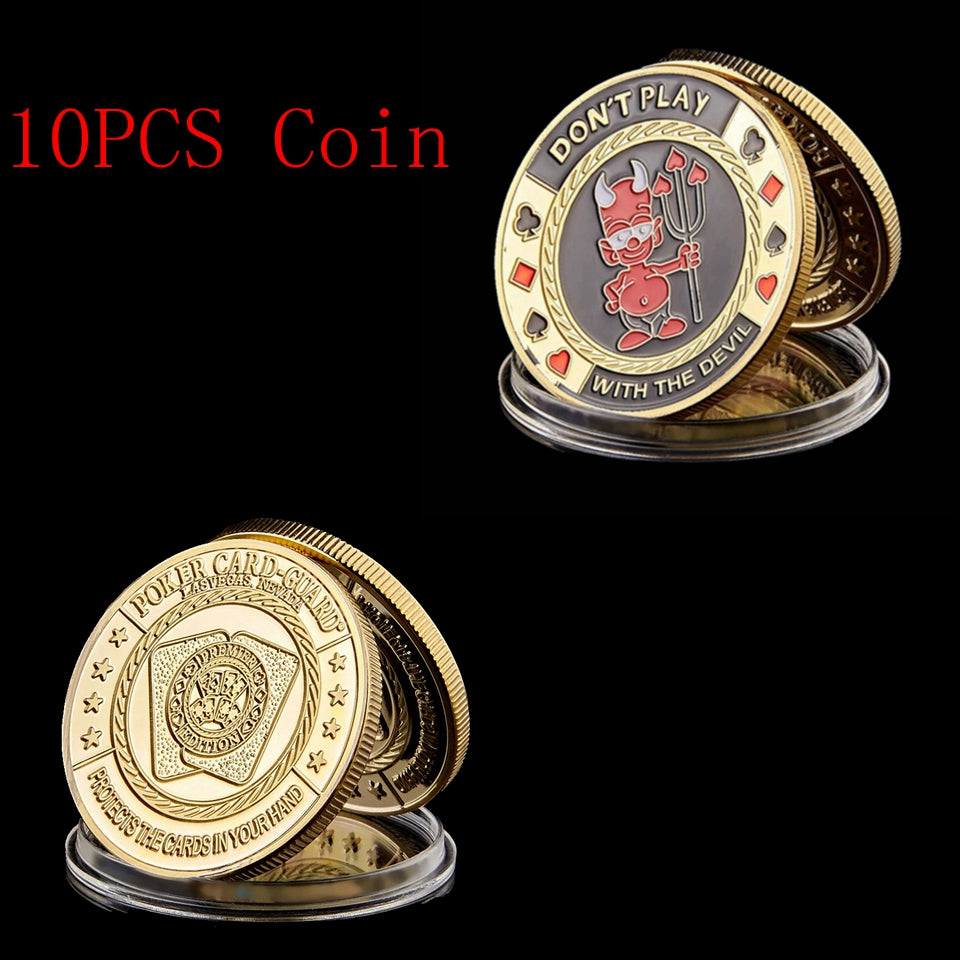 10pcs Token Poker Craft Chip Don&#039;t Play with The Devil&quot; Casino Gold Plated Challenge Coin