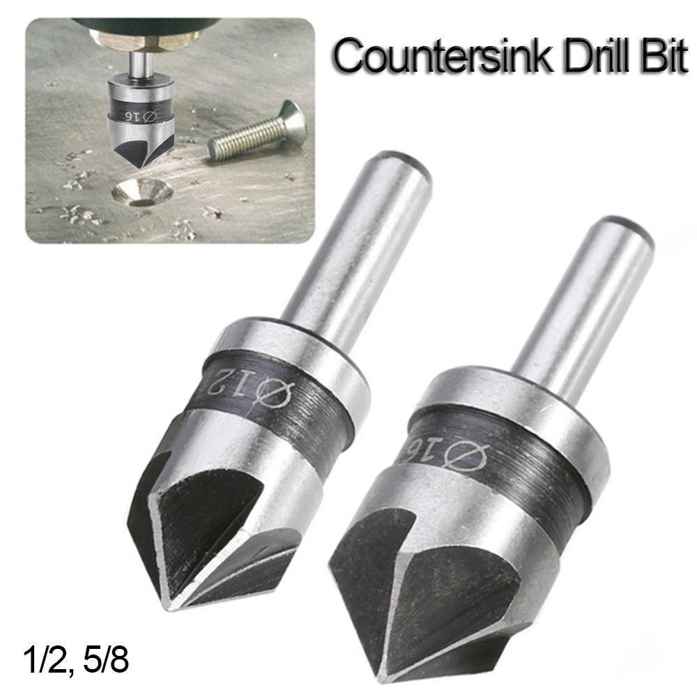 5 Flute Countersink Drill Bit HSS 82 Degree Point Angle Chamfer Chamfering Cutter 1-4&quot; Round Shank For Power Tool