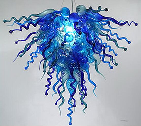 Very Popular Modern Blue and Green Stained Glass Chandelier LED Bulbs New Style Hand Blown Glass Chandelier Lighting