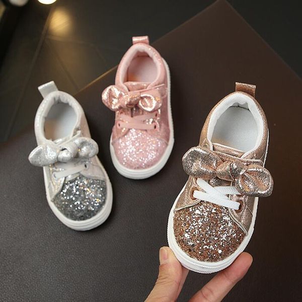 2022 spring New Baby First Walkers fashion Bow Sequins Girls Shoes European and American WindToddler Antislip Soft Sole Infants Shoe flats 3