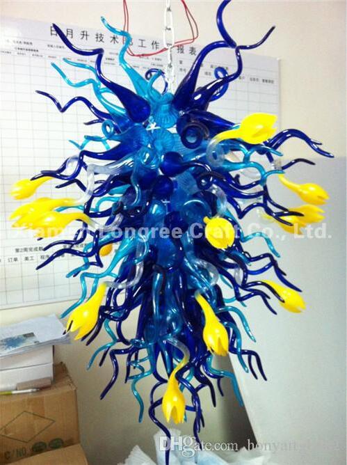 Wholesale Hand Blown Glass Pendant Lamps Hotel Decor AC 110V 220V LED Light Bulbs Chandeliers Lights