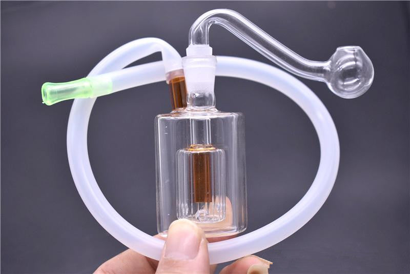 10mm Mini Glass Oil Burner Water Bong for dab rigs Bongs Ash Catcher Hookah Pipe Smoking oil burner water bubbler with silicone hose