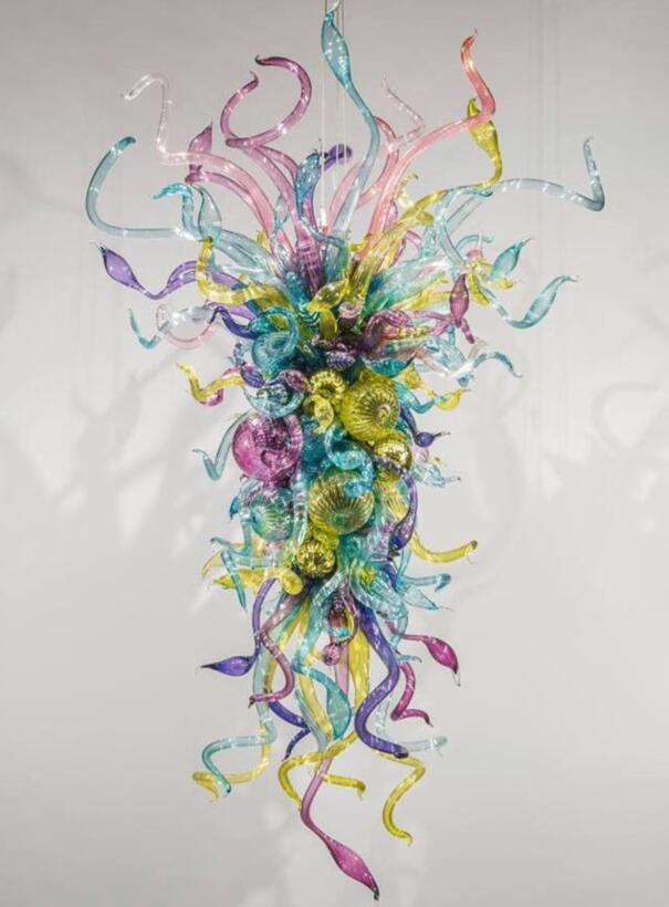 Lamps Colorful Hand Blown Chandeliers Lights AC 110V LED Bulbs Modern Art Decor Glass Hanging Crystal Chandelier Pendant Lighting