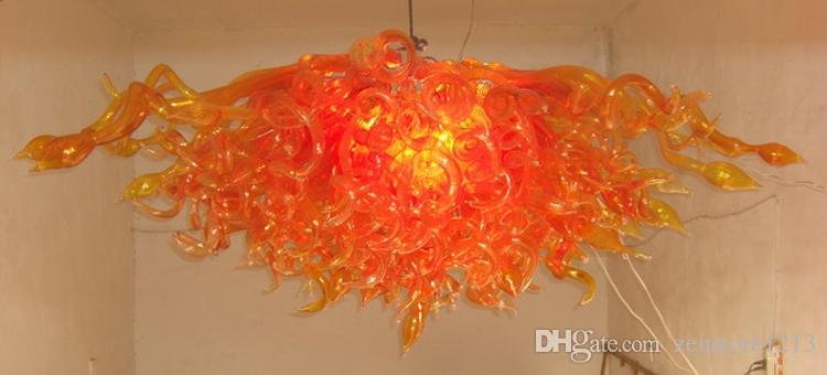 100% Handmade Blown Murano Glass Art Chandelier LED Bulbs Energy Saving Orange Murano Glass Modern Art Designed Chandelier for Ceiling Decor