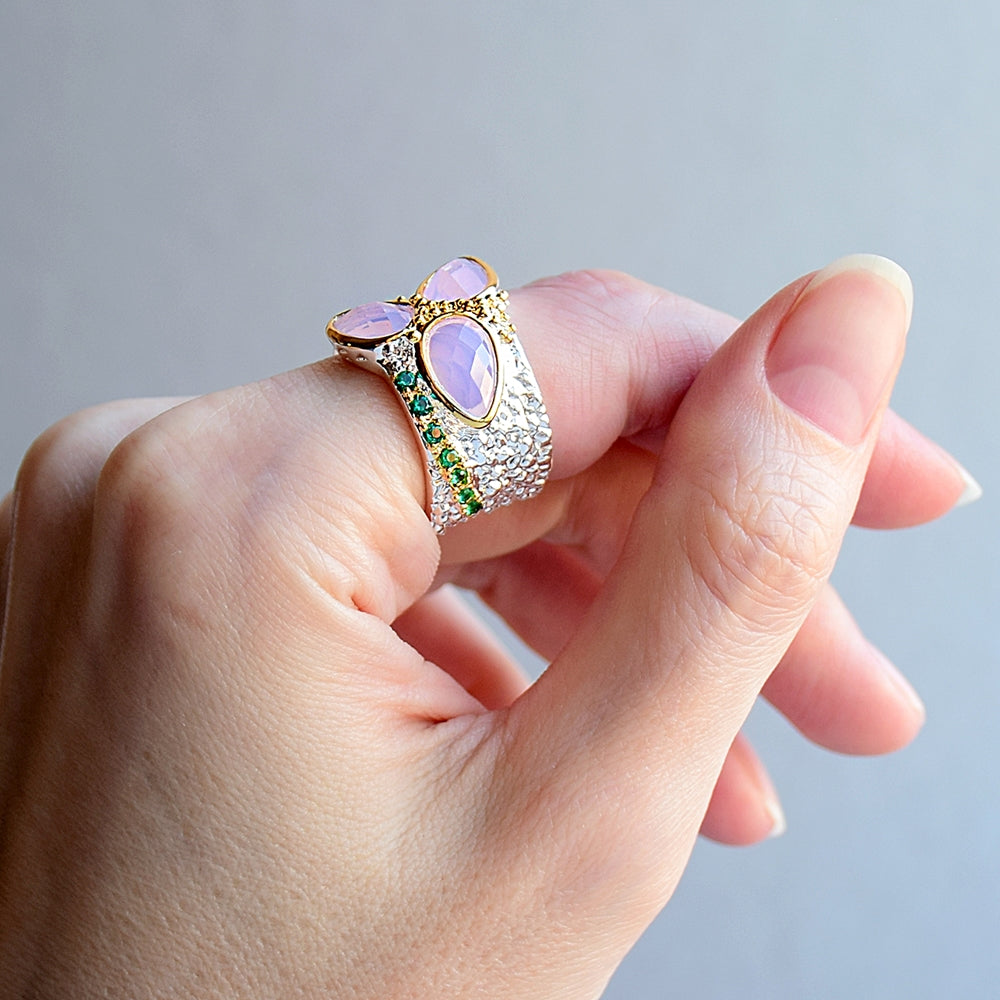 Nice Teadrop Pink Zirconia Ring Silver plate Copper Jewellery Hyperbole Index Finger Rings Female Latest Jewelry