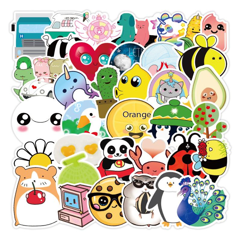 Cute Cartoon Animal Doodle Stickers Waterproof Suitcase Notebook Scooter Water Glass Car Refrigerator Stickers