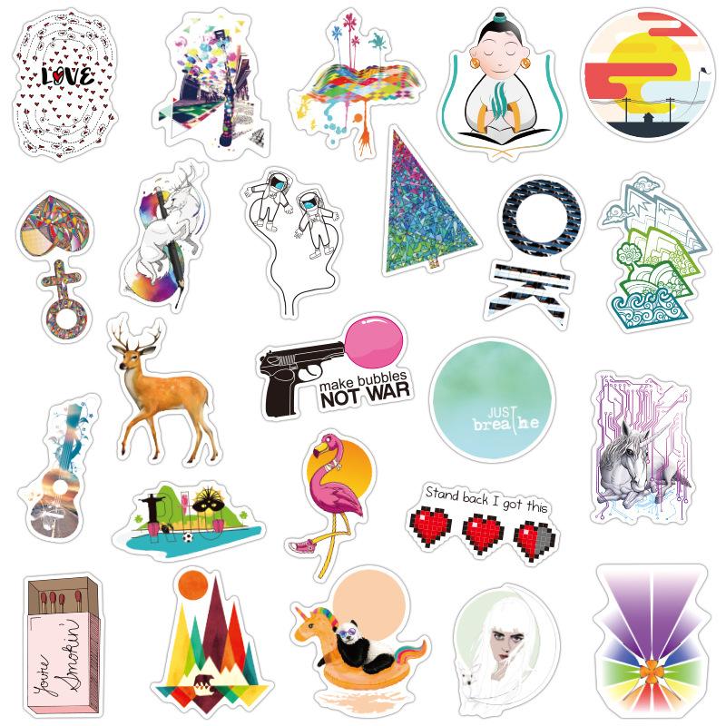 Cartoon Cute Doodle Sticker Pink Cute Literary Waterproof Notebook Scooter Sticker