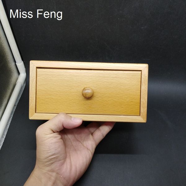 SH095 - Fun Beech Wood Coin Money Box Magic Trick Mind Game Toys Kid Brain Teaser Puzzle Box