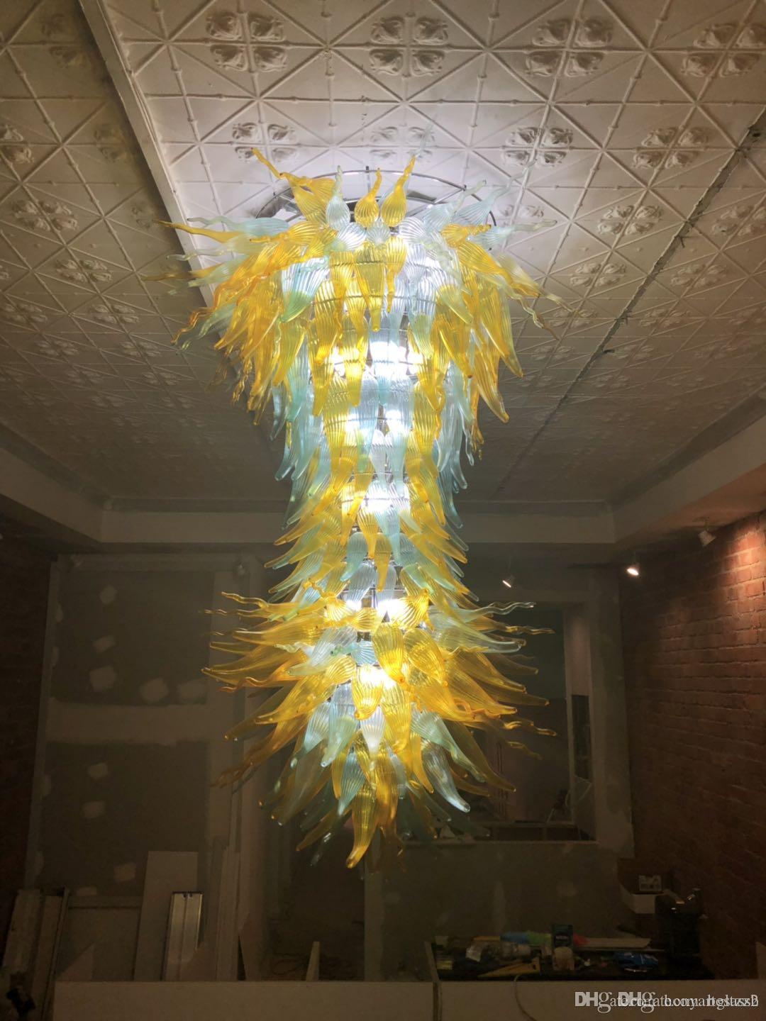Multicolor Pendant Lamps 100% Handmade Blown Glass Ceiling Lighting LED Art Light for New Coffee House Office Villa Stair Ceiling Decoration