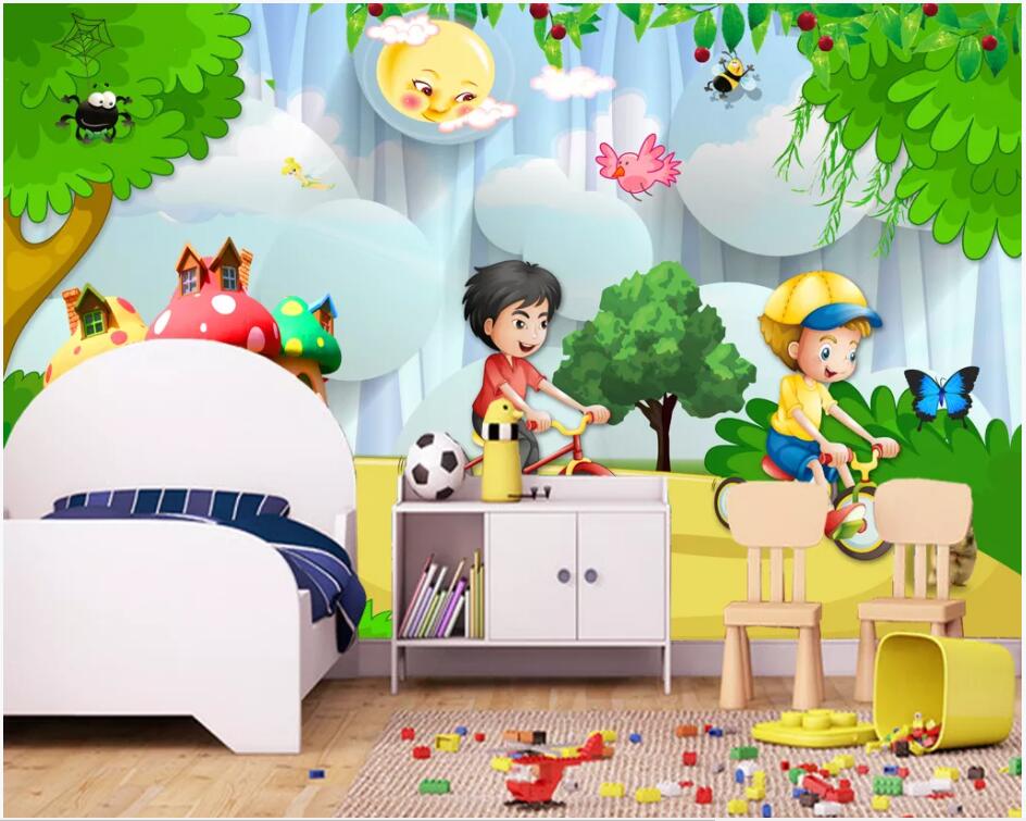 3d wallpaper custom photo Bike ride in beautiful cartoon playground home decor living room 3d wall murals wallpaper for walls 3 d