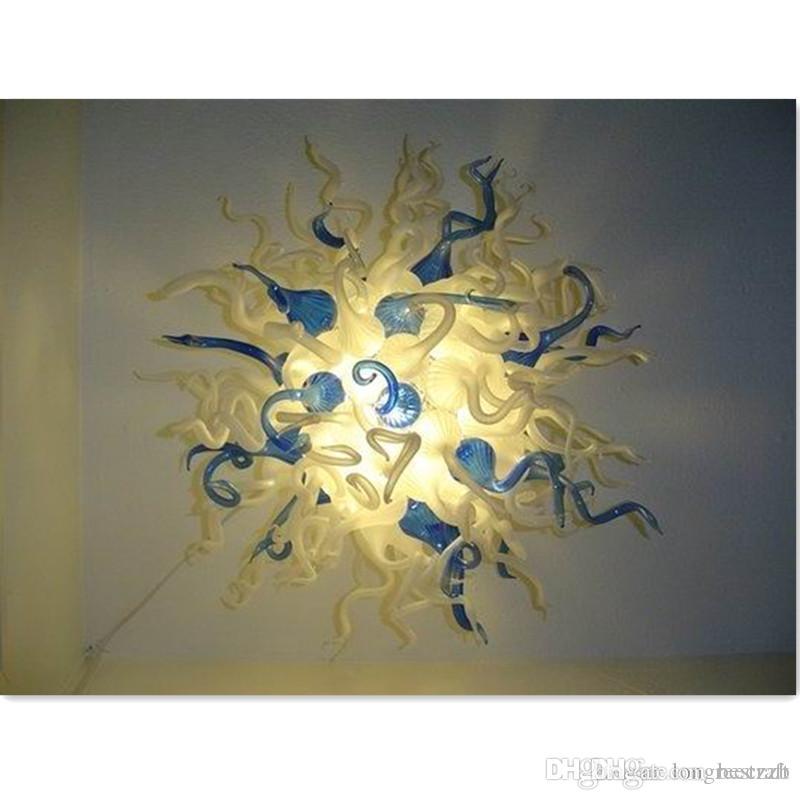 Contemporary White and Blue Blown Glass Chandelier Lightings LED Bulbs Indoor Lighting Egyptian Home Decor -Girban