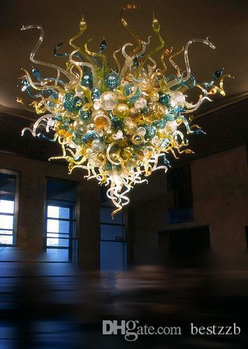 Vintage LED Bubbles Green Color 48 inches Blown Glass Ceiling Light Luxury Ceiling Light for Living Room Decor-Girban brand