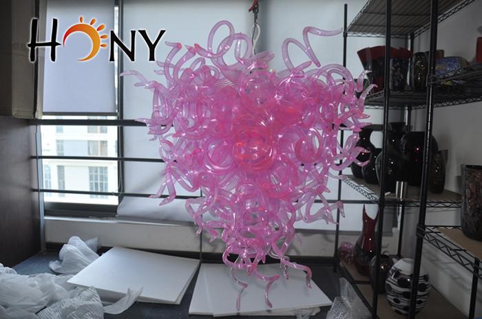 Free Shipping AC Led Bulbs 110v-240v Hanging Lamps Heart Shape Pink Flush Mount Crystal Chandelier