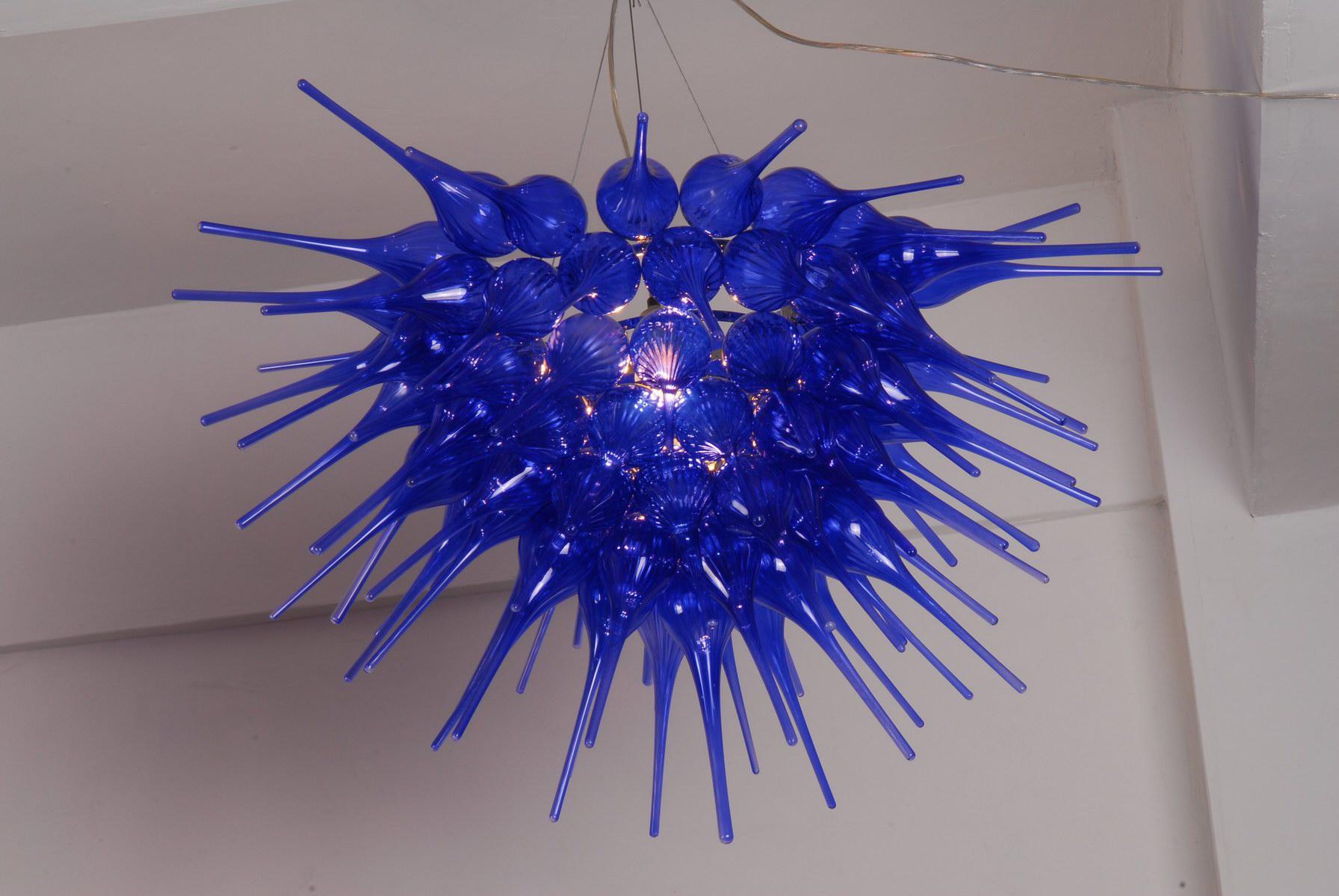 Free Shipping 110v-120v LED Bulbs Fantastic Lamp New Arrival Blue Modern Murano Glass Chandelier Turkish