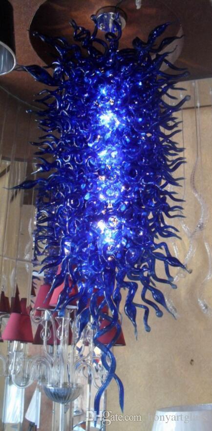 Free Shipping AC Led Bulbs 120v-240v Hall Lamp Blue Blown Murano Glass Dining Pendant Light