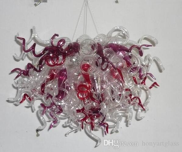Free Shipping 110v-120v LED Bulbs Fantastic Cheap Clear and Red Hand Blown Art Glass Chandelier
