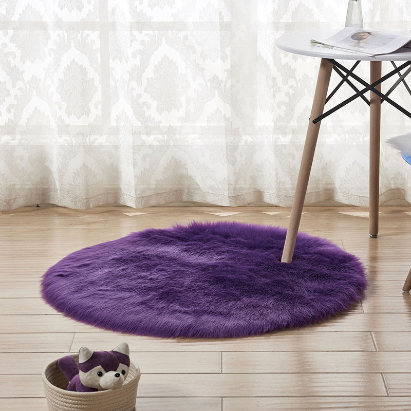 Customized household imitation wool carpet round Nordic bedroom plush carpets mat rug