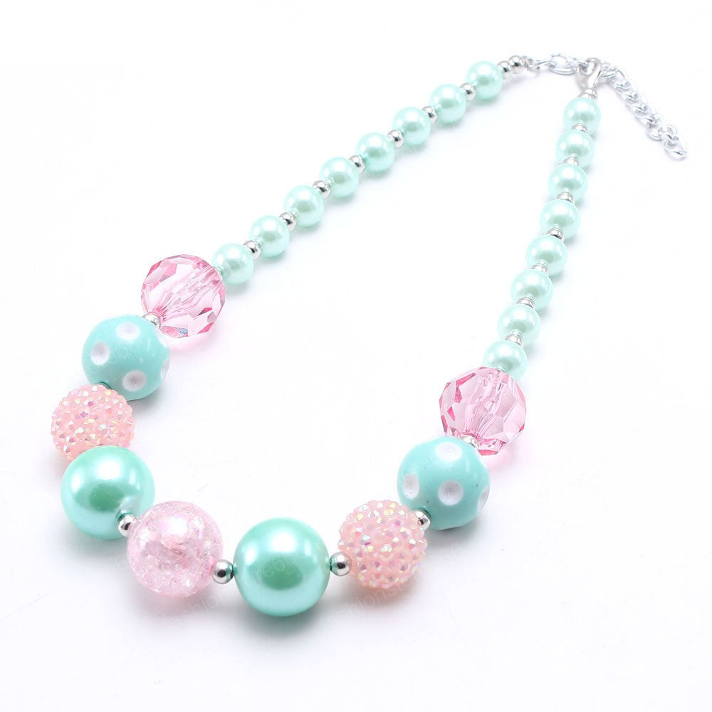 New fashion bubblegum beads kids necklace diy chunky pearl necklace baby girls choker jewelry for party gift