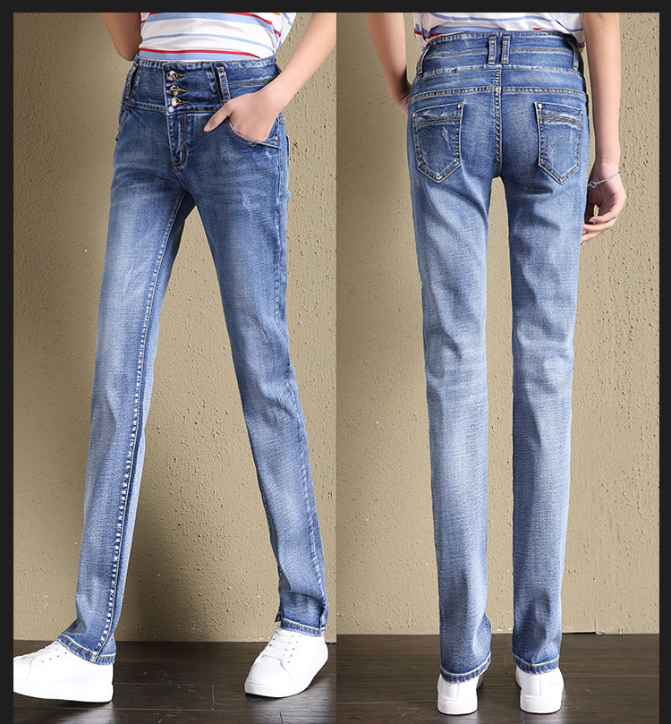 Light Blue Youth Fashion Small Tall Waist Straight Cowboy Panty