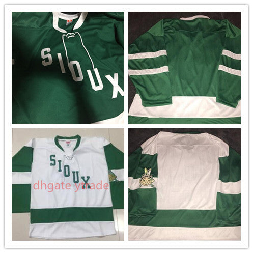 Mens Vintage 1959 North Dakota Fighting Sioux Hockey Jersey Green White Vintage Sioux Jerseys Blank Custom Any Name Embroidery Stitched