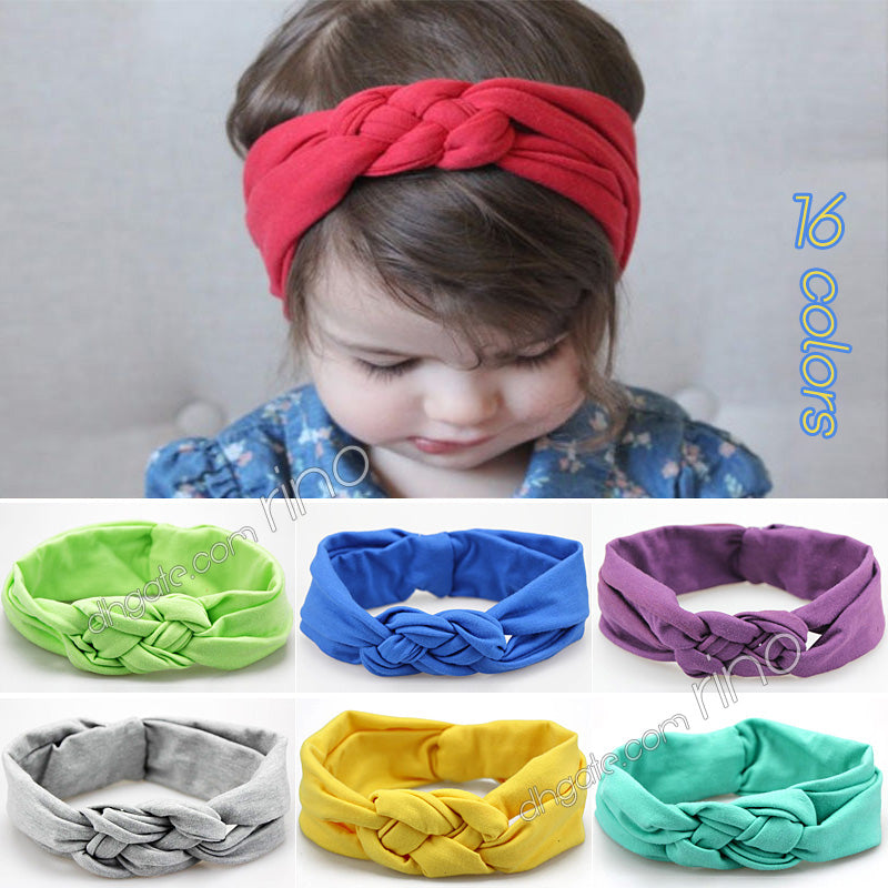 Baby Girls Elastic Cotton Headbands Infant Braid Twist Turban Head Wraps Children Stretchy Comfy Hairband 16 Colors Hair Accessories