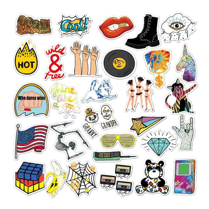 30pcs-Lot Country Style Aesthetic Sticker Waterproof Trendy Stickers to DIY Water Bottle Laptop Macbook Decal Graffiti Patches for Teens
