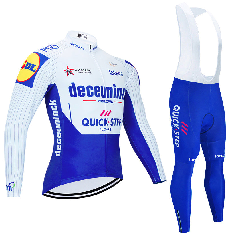 Tour De France 2020 Pro Team Quick step Winter Thermal Fleece Cycling jersey SET MTB bike Clothing bib pants kit Ropa Ciclismo Invierno