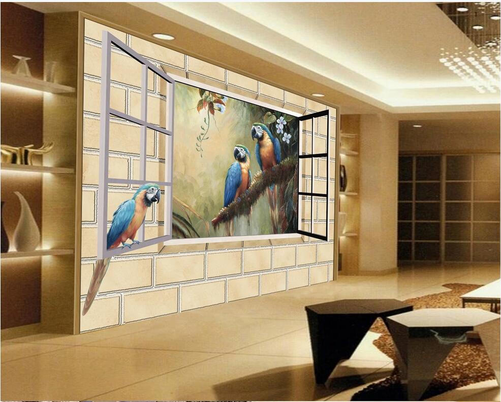 3d wallpaper custom photo mural Beautiful 3D wall parrot background wall household wall art canvas pictures