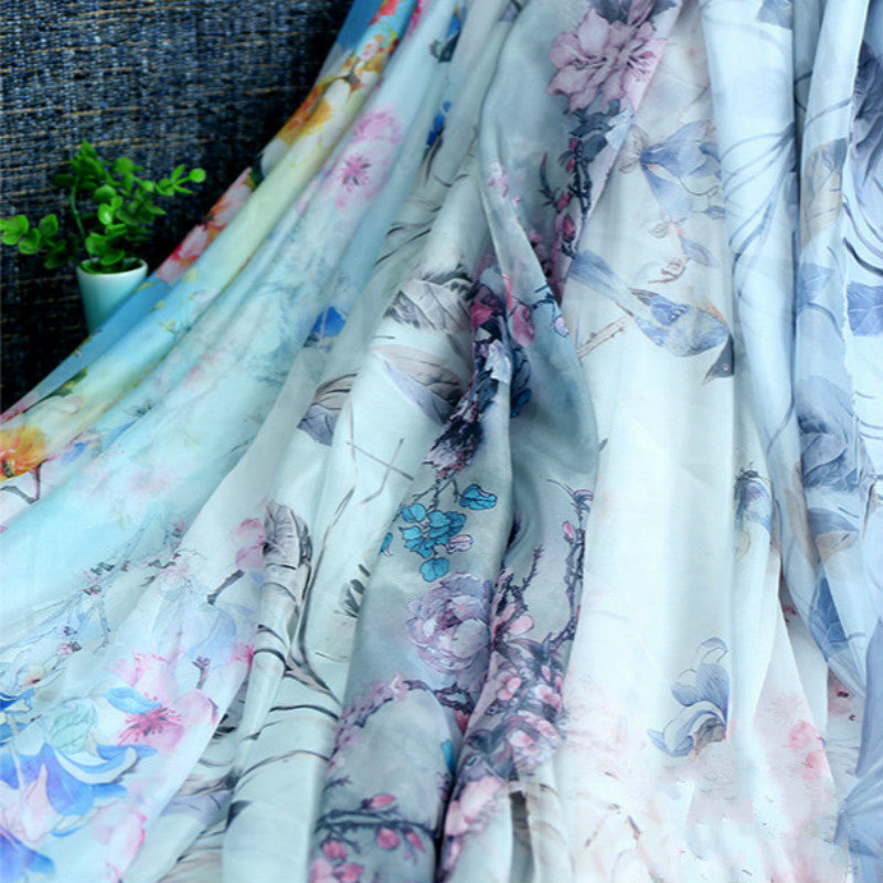 Width 59&quot; 30D Printed Chiffon Fabric Ink Chinese Ancient Costume Clothing Cloth Silk Scarves Dress Material By the Yard