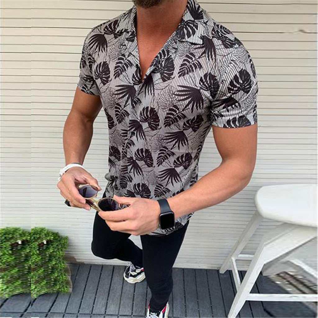Januarysnow Men Shirt Summer Hot Sale Fashion Shirts Casual Short Sleeves Printed Shirts Short-Sleeve Male Tops Blouses
