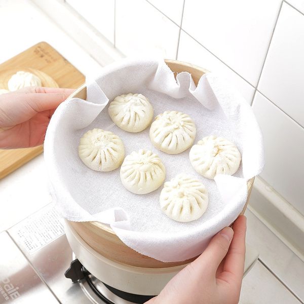 New Reusable Natural Cotton Steamer Cloth Bread Bun Baking Mats Liners Kitchen Bakeware Steamer Cloth Tools yq01451