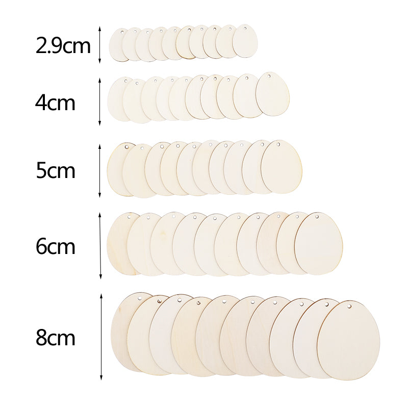 Hot sale Happy Easter Unfinished Wooden Chips Crafts DIY Easter Eggs Children&#039;s Hand Painted Decoration Easter Party Hanging Decor