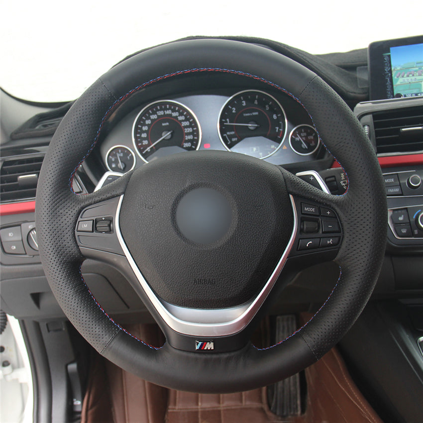 High quality Black Artificial Leather anti-slip customized car steering wheel cover For BMW F20 2012-2018 F45 2014-2018 F30