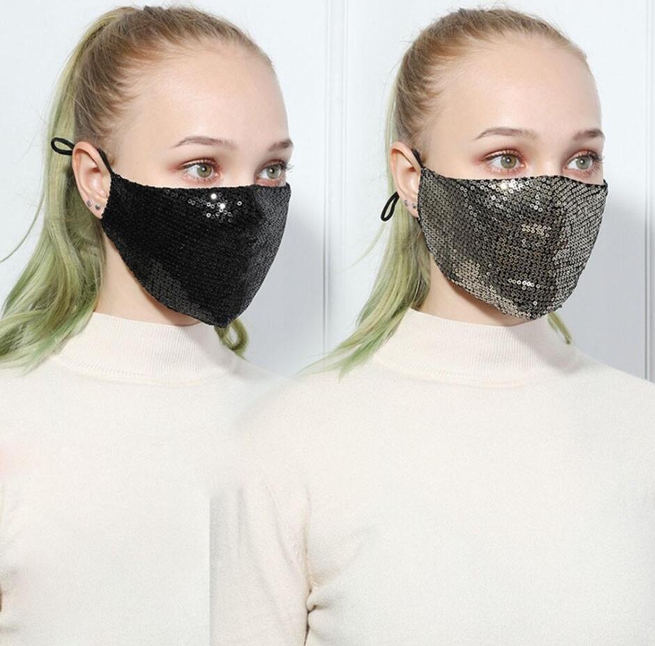 Fashion Bling Bling Sequins Protective Mask PM2.5 Dustproof Mouth cover Washable Reuse Face Mask Elastic Earloop Mouth Mask Anti-Pollution