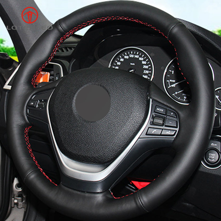 Black Genuine Leather Car Steering Wheel Cover for BMW F20 F21 F22 F23 118i 120i 125i 120d 218i 228i 420i 430i 435i