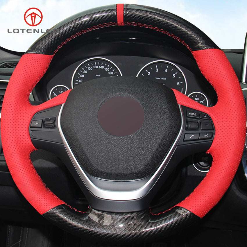 Carbon Fiber Red Leather Car Steering Wheel Cover for BMW F20 F21 F22 F23 118i 120i 125i 120d 218i 228i 420i 430i 435i