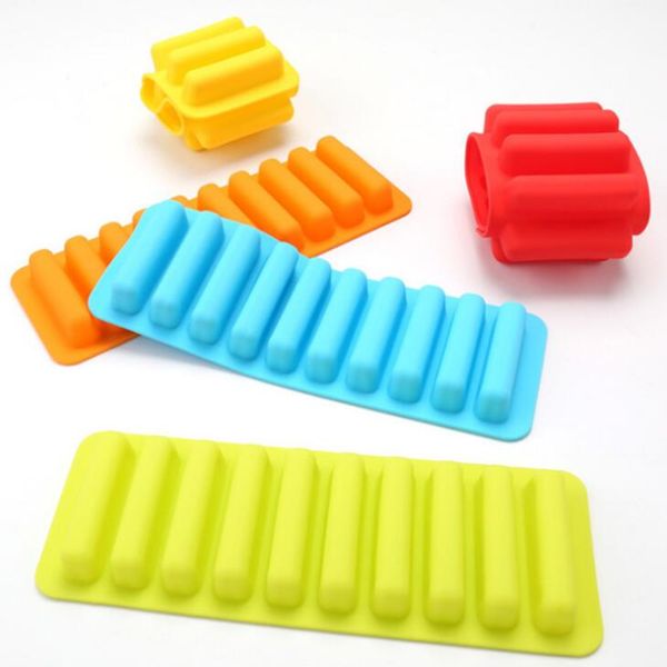 Lady Finger Mould Silicone Bakeware Mold Chocolate Molds 10 Holes Long Finger Cake Molds Thumb Cookies Moulds Cooking Tools LX1613