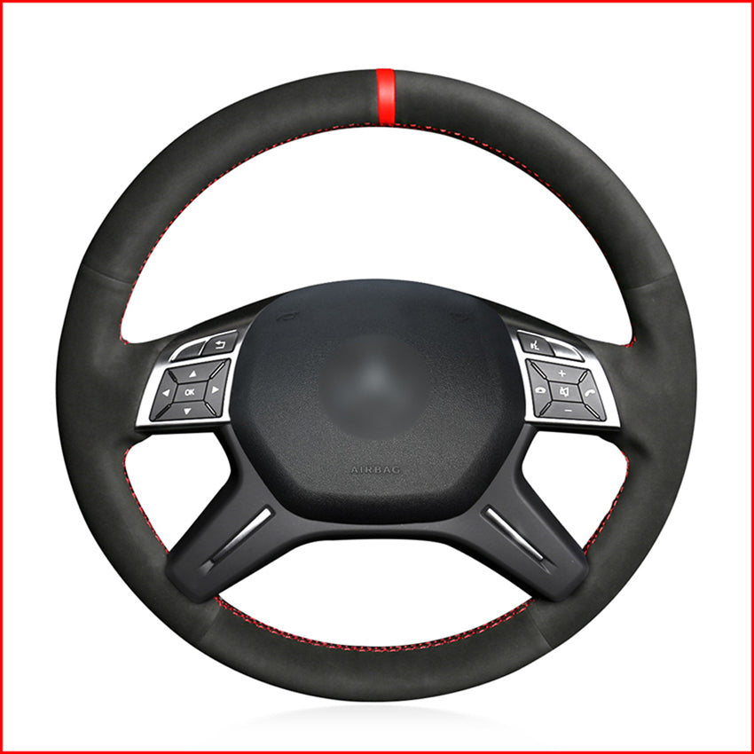 Black Suede DIY Car Steering Wheel Cover for Mercedes Benz E-Class E300 2014 GL-Class GL 350 400 500 550 2013-2015 M-Class ML