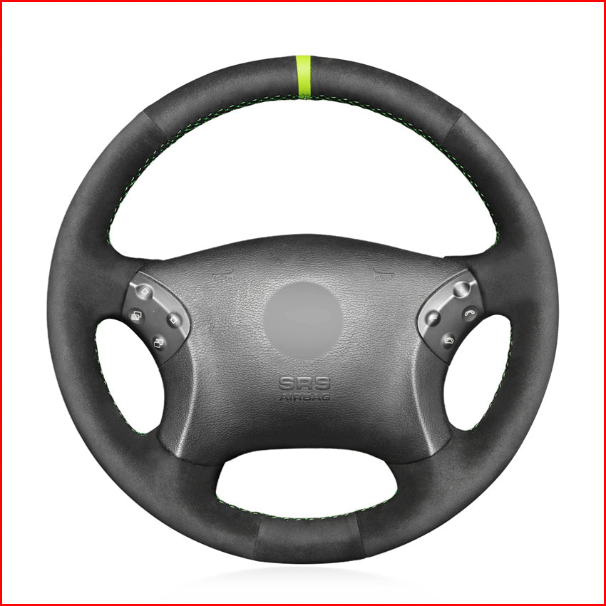 Black Suede DIY Car Steering Wheel Cover for Mercedes Benz W203 C-Class 2001 2002 2003 2004 2005 2006 2007 Accessories